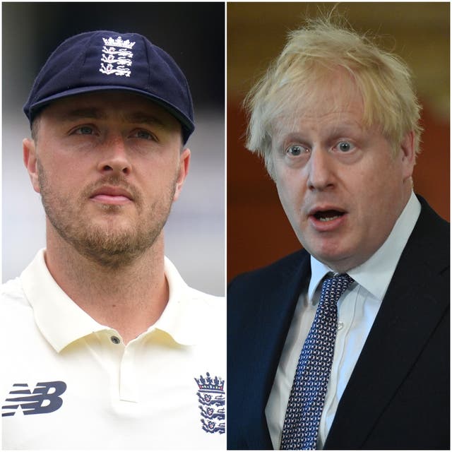 Ollie Robinson and Boris Johnson