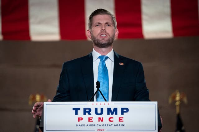 <p>Archivo: Eric Trump, pregraba su discurso en la Convención Nacional Republicana el 25 de agosto de 2020</p>