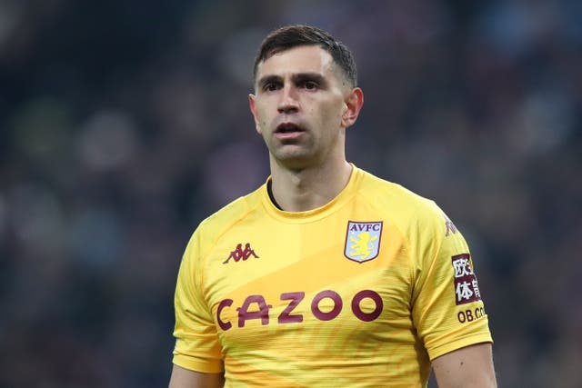 Aston Villa goalkeeper Emiliano Martinez is one of four players who has been suspended for two Argentina matches in relation to the abandoned World Cup qualifier against Brazil last September (Isaac Parkin/PA)