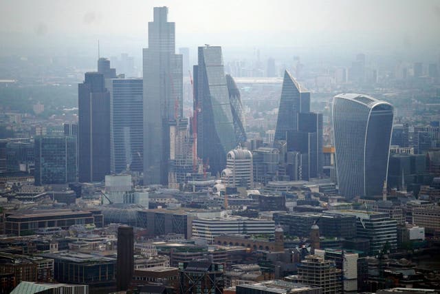 An aerial view of the City of London skyline (Victoria Jones/PA)