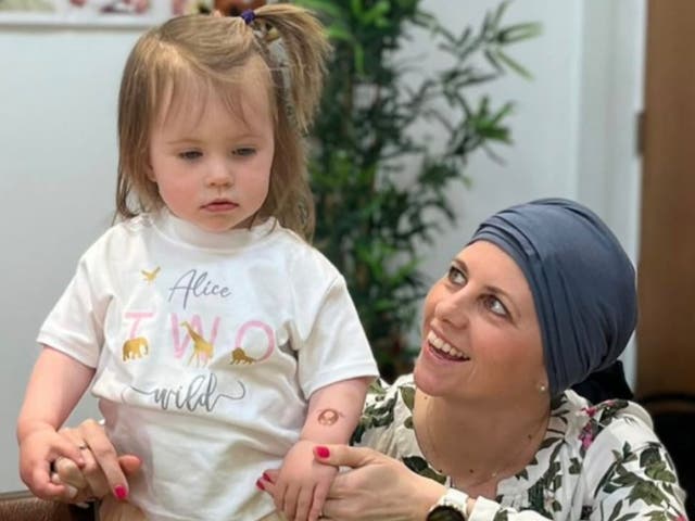 <p>Emma Postance on Alice’s second birthday. </p>