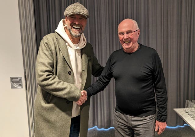 <p>Jurgen Klopp meets with Sven-Goran Eriksson before the charity match at Anfield</p>