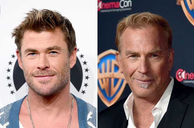 <p>Actors Chris Hemsworth (left) and Kevin Costner</p>