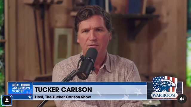 <p>Tucker Carlson appears on Steve Bannon’s War Room podcast</p>