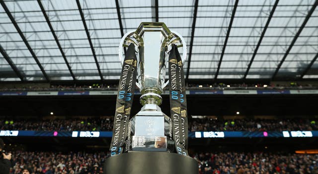 <p>The Six Nations trophy at Twickenham</p>