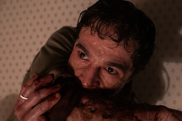 <p>Nom nom nom: Christopher Abbott in ‘Wolf Man’ </p>
