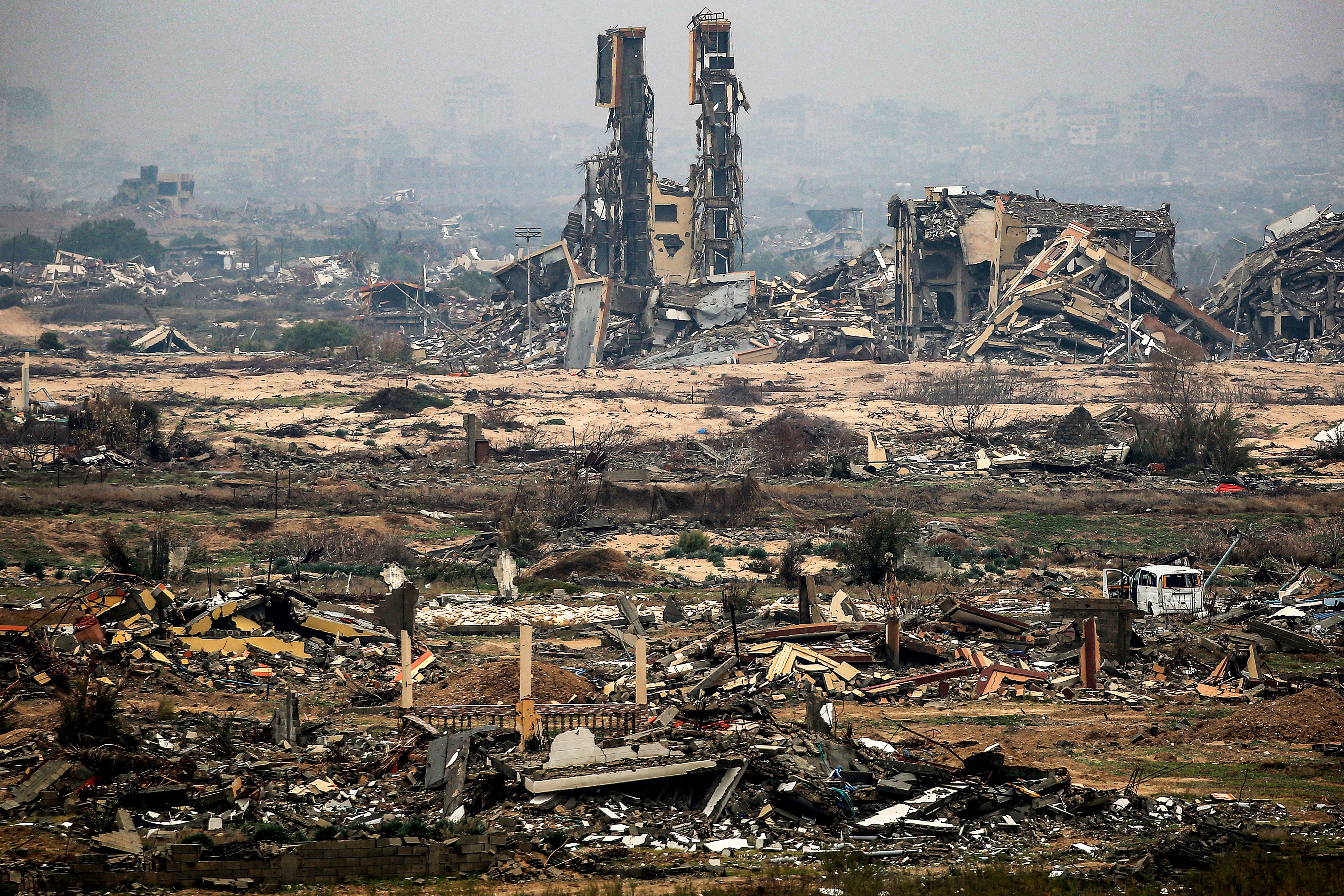 Destruction in the central Gaza strip, where Trump and subordinates said they could build ‘a beautiful town’