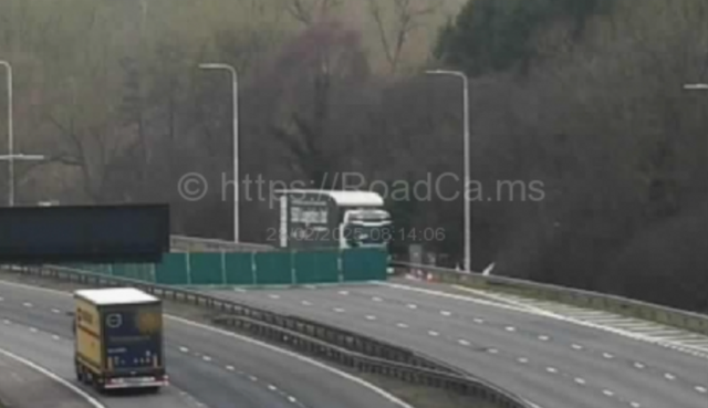<p>A lorry at the scene of the crash on the M6. Normal traffic conditions are expected between 12.30 and 12.45</p>