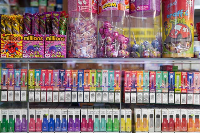 Ten products found to contain nicotine also exceeded the limit on the amount of e-liquid permitted in vapes (Jacob King/PA)