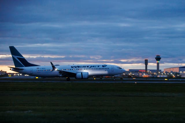 <p>A Westjet 737 Max arrives at Toronto Pearson International airport on June 30, 2024 in Toronto, Canada</p>