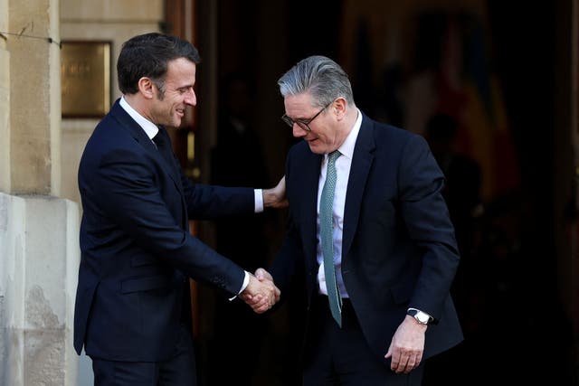 Prime Minister Sir Keir Starmer welcomes French President Emmanuel Macron (PA)