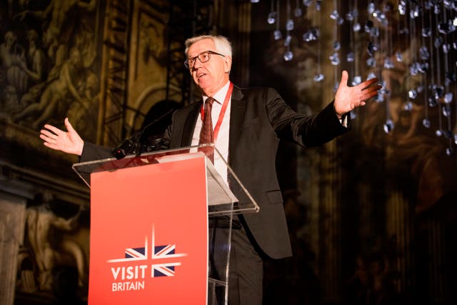 <p>Steering the ship: Nick de Bois, chair of VisitBritain, speaking at an event at the Old Royal Naval College in Greenwich</p>