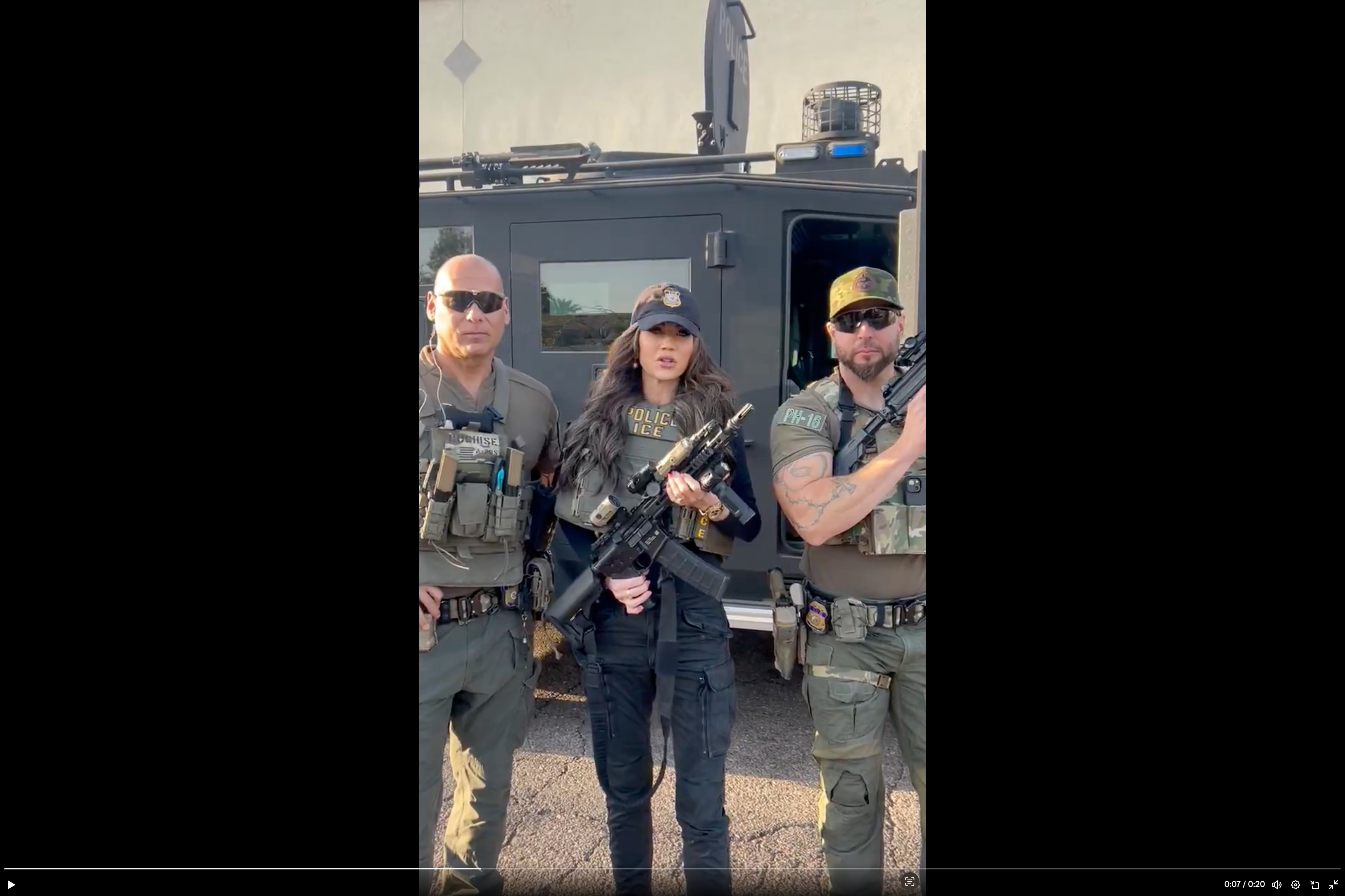 Kristi Noem, Secretary of the Department of Homeland Security, is roasted online for pointing a gun at an ICE agent's head during a photo-op