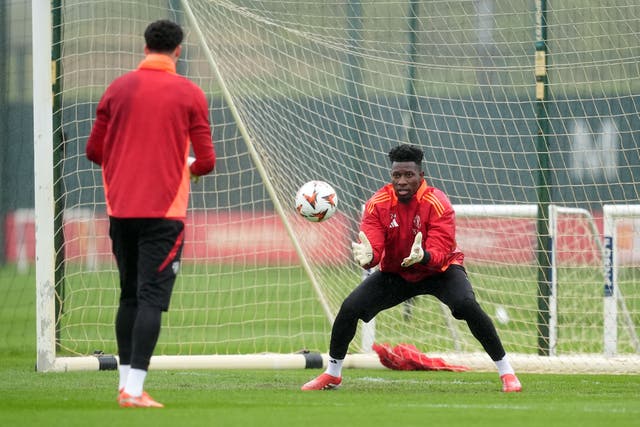<p>Andre Onana will be back between the sticks for Man United’s crunch match with Lyon</p>