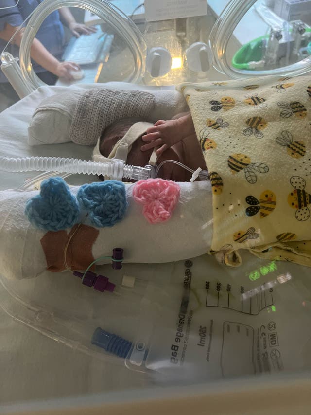 <p>Lisa Coleman has kept two of the knitted hearts for her children as mementoes of their brother Lennie</p>