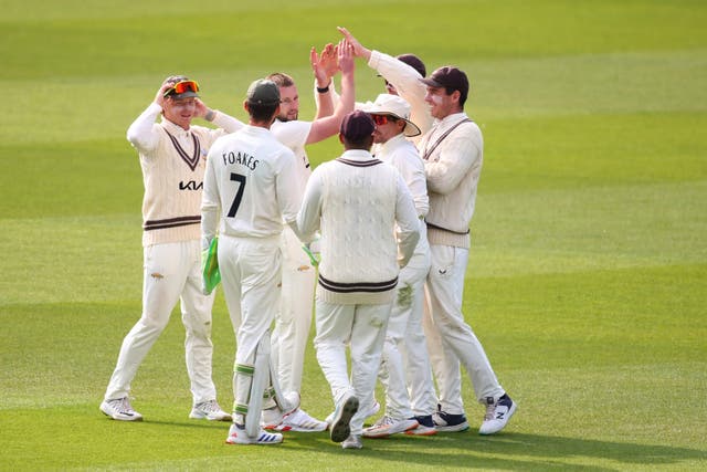 <p>Gus Atkinson ignited Surrey's season with a hostile spell at The Oval</p>