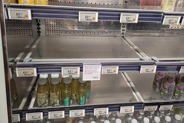 <p>Shelves at Marks & Spencer have been empty as the company struggles to recover from a cyber attack</p>