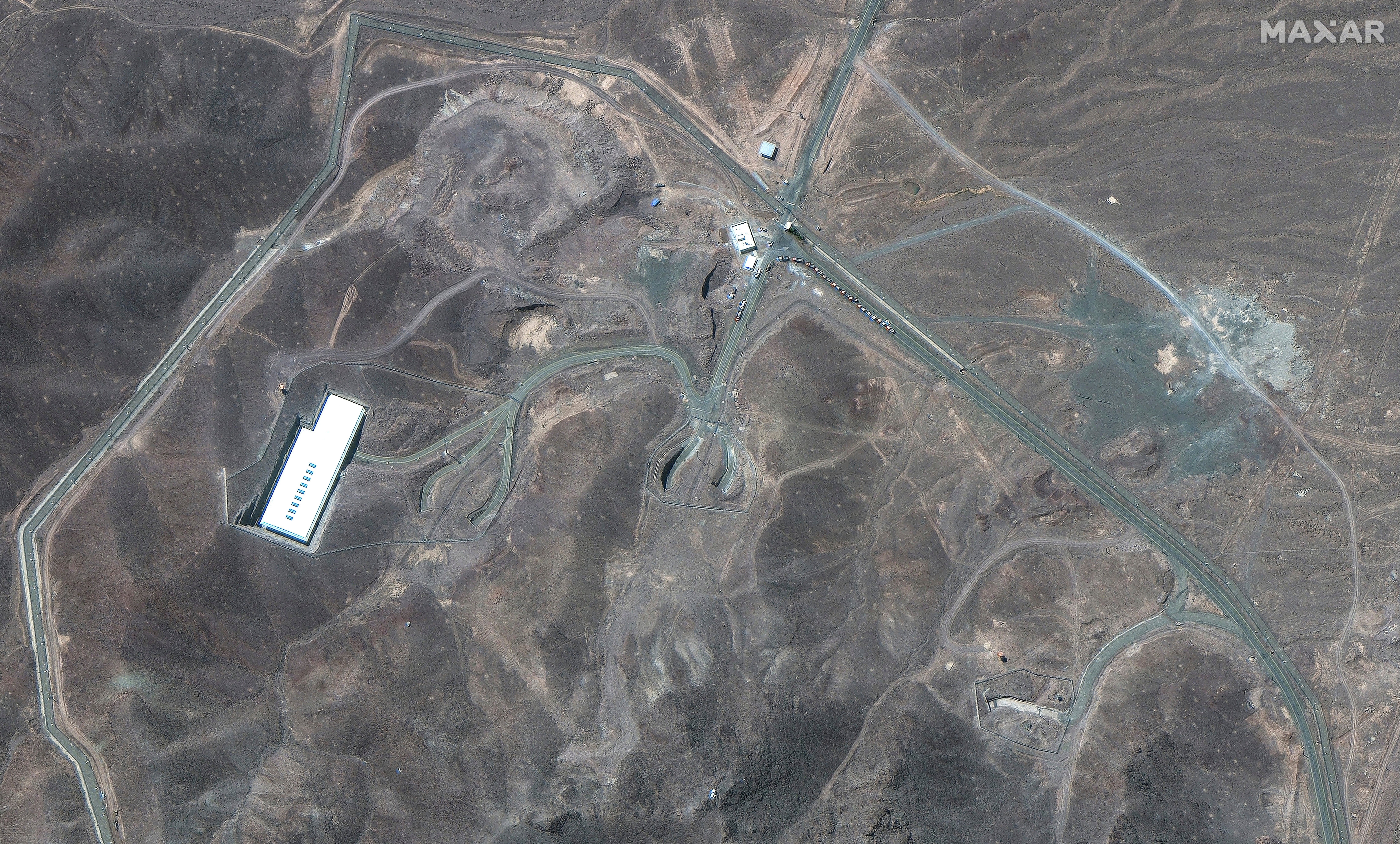 A satellite image shows vehicles at the Fordow enrichment facility in Iran on 19 June