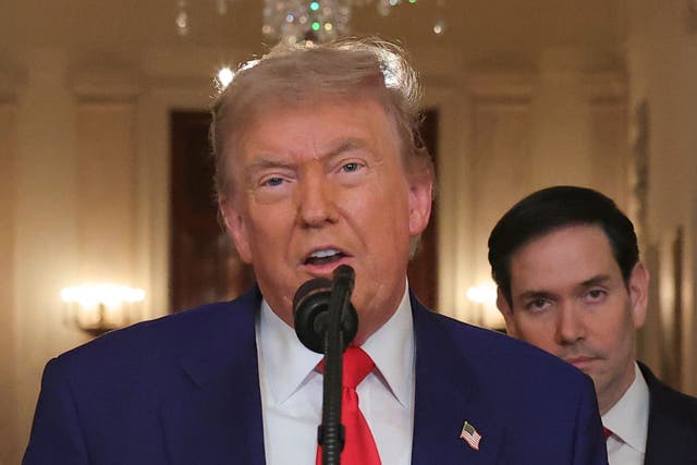 <p>President Donald Trump speaks from the East Room of the White House in Washington</p>