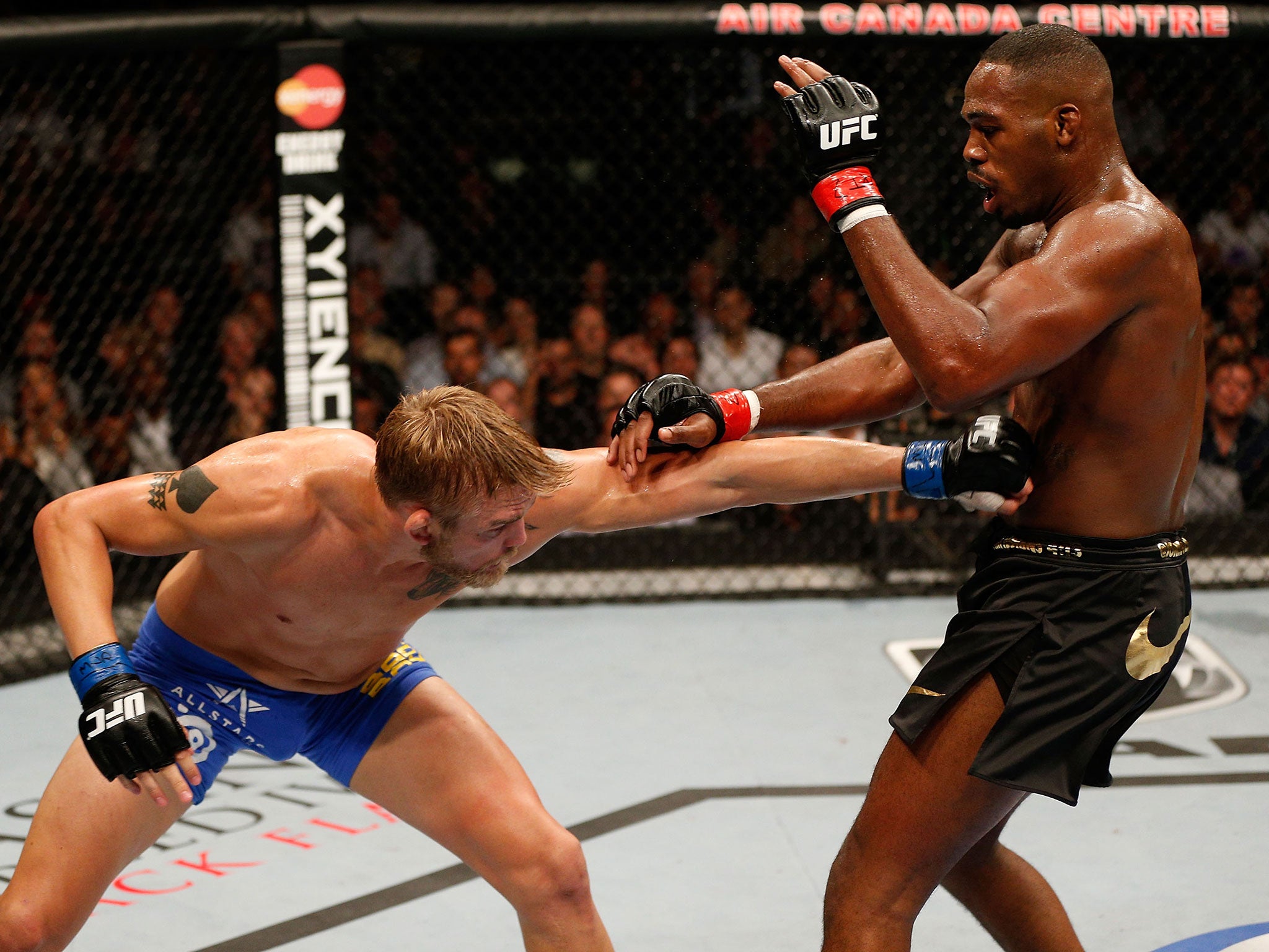 Alexander 'The Mauler' Gustafsson punches Jon 'Bones' Jones