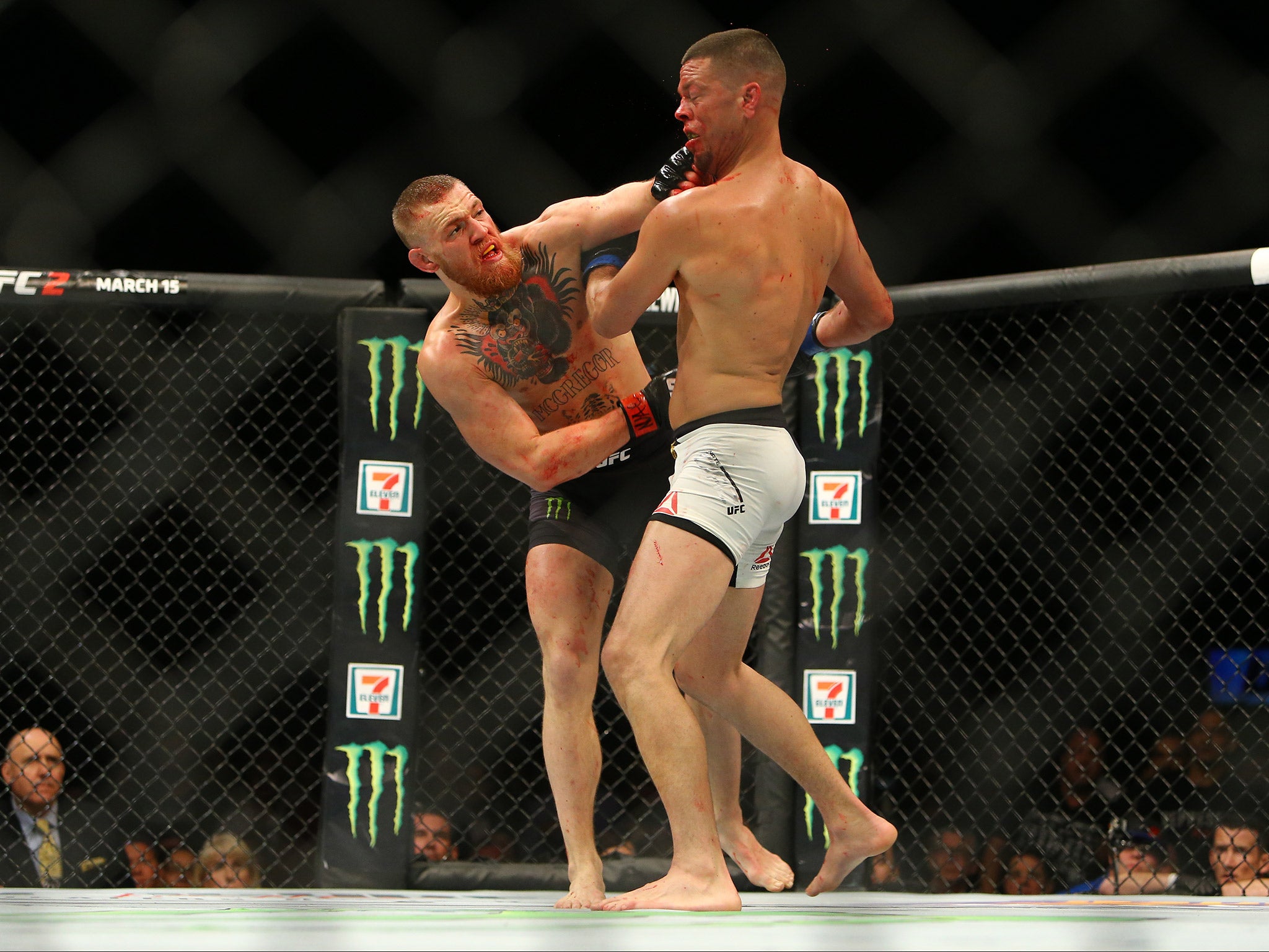Conor McGregor and Nate Diaz compete at UFC 196