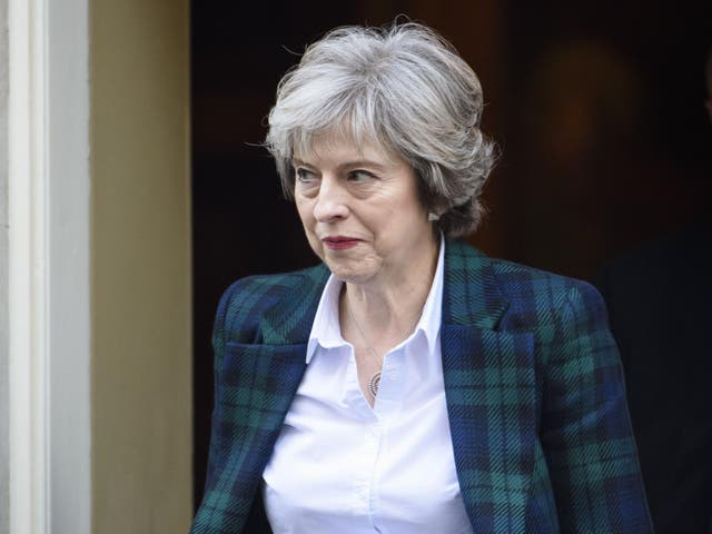 Prime Minister Theresa May leaving Downing Street in London, ahead of her speech on Brexit