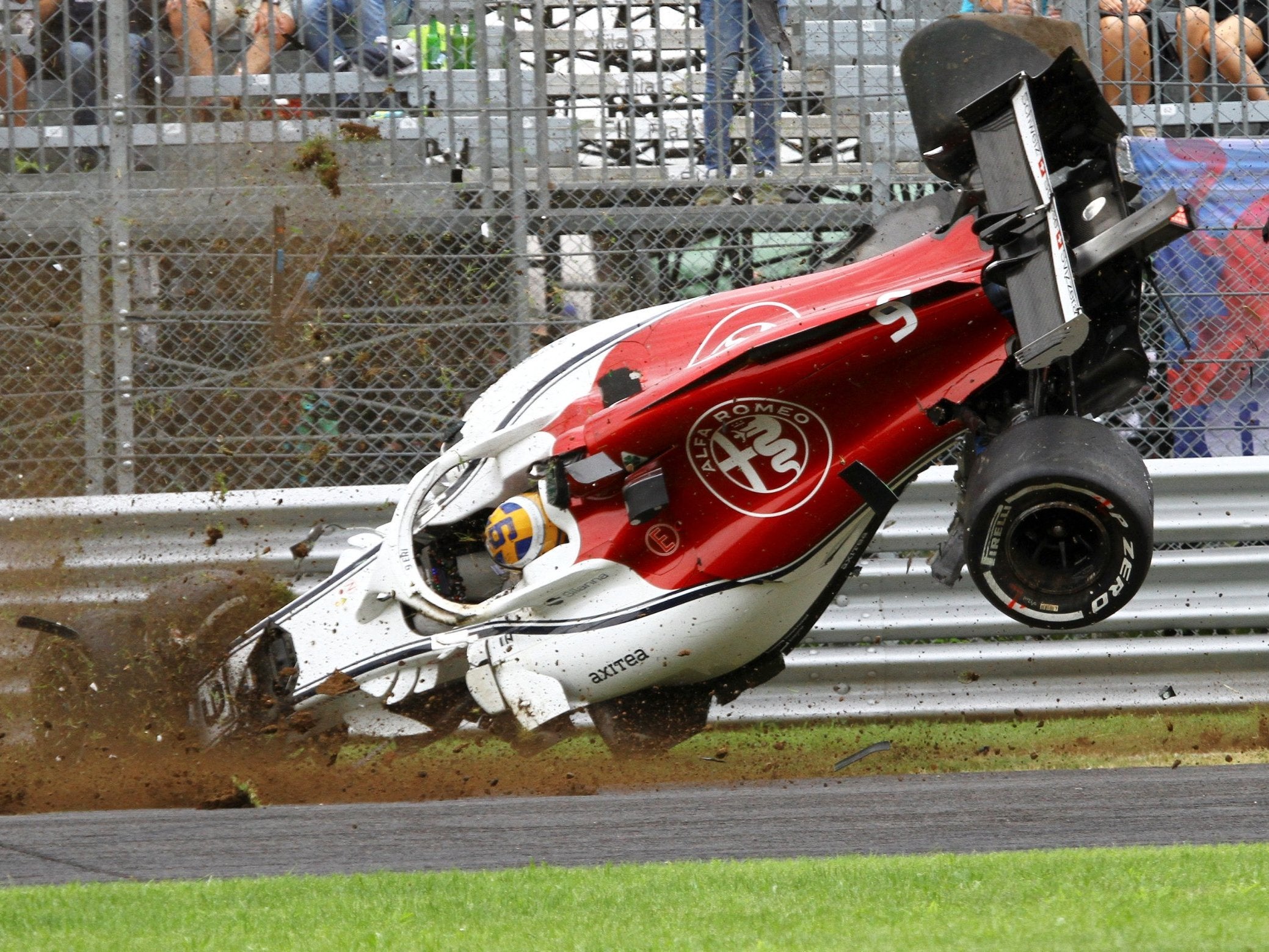 Ericsson suffered a serious crash in second practice but walked away from his wrecked Sauber