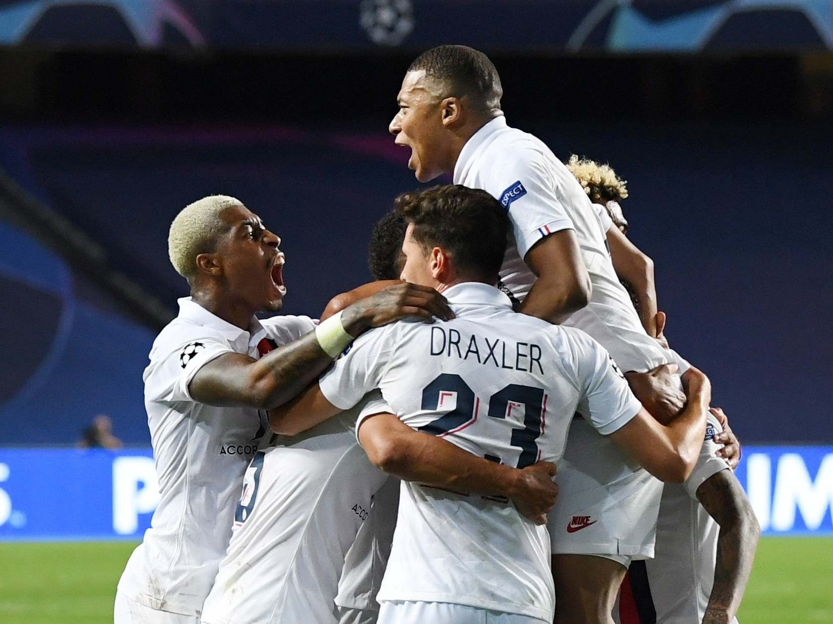 PSG celebrate Marquinhos' equaliser